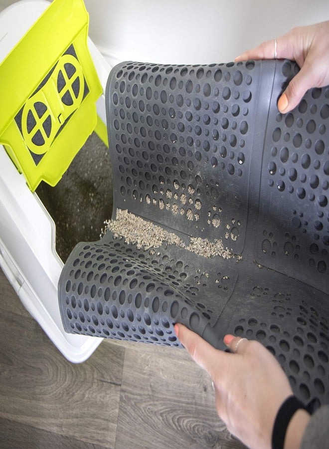 Petlinks Purr-fect Paws Multipurpose Rubber Litter Mat for Cats & Kittens, Helps Control Litter, Easy Clean Up Design - Gray, Large - Image 2